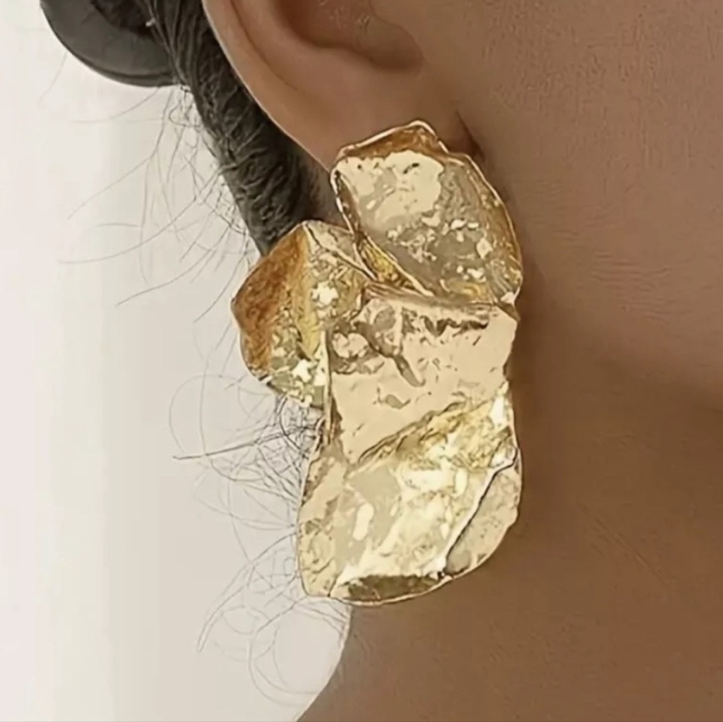 Atterri Floral Statement Golden Tone Metal Earrings 45$